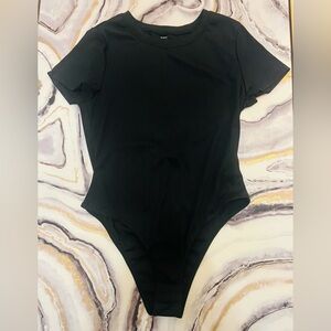 SHEIN Ribbed Black Short Sleeve Bodysuit